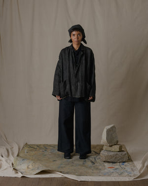 Unisex Handwoven Stole Jacket Washi in Ash Glaze