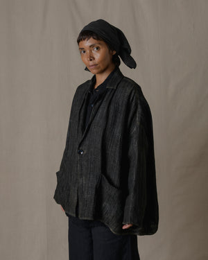 Unisex Handwoven Stole Jacket Washi in Ash Glaze