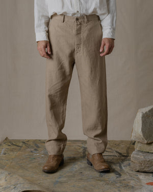 Narrow Work Pants Linen - Beige
