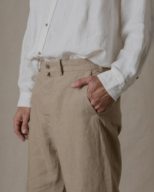 Narrow Work Pants Linen - Beige