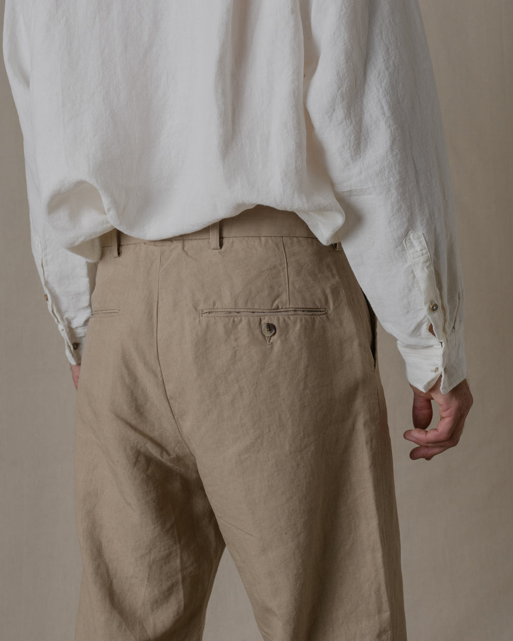 Narrow Work Pants Linen - Beige
