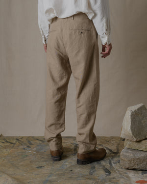 Narrow Work Pants Linen - Beige