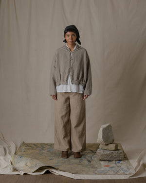 Stole Collar Blouson Hemp in Beige