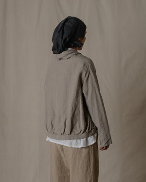 Stole Collar Blouson Hemp in Beige