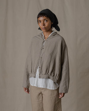 Stole Collar Blouson Hemp in Beige