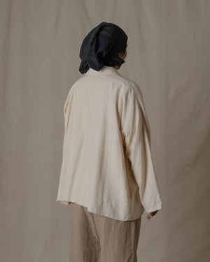 Handwoven Stole Jacket with Lining Silk in Natural