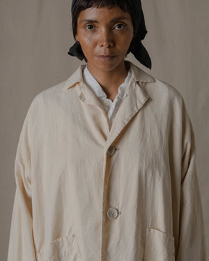 Handwoven Stole Jacket with Lining Silk in Natural