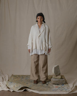 Handwoven Stole Jacket Washi in Natural