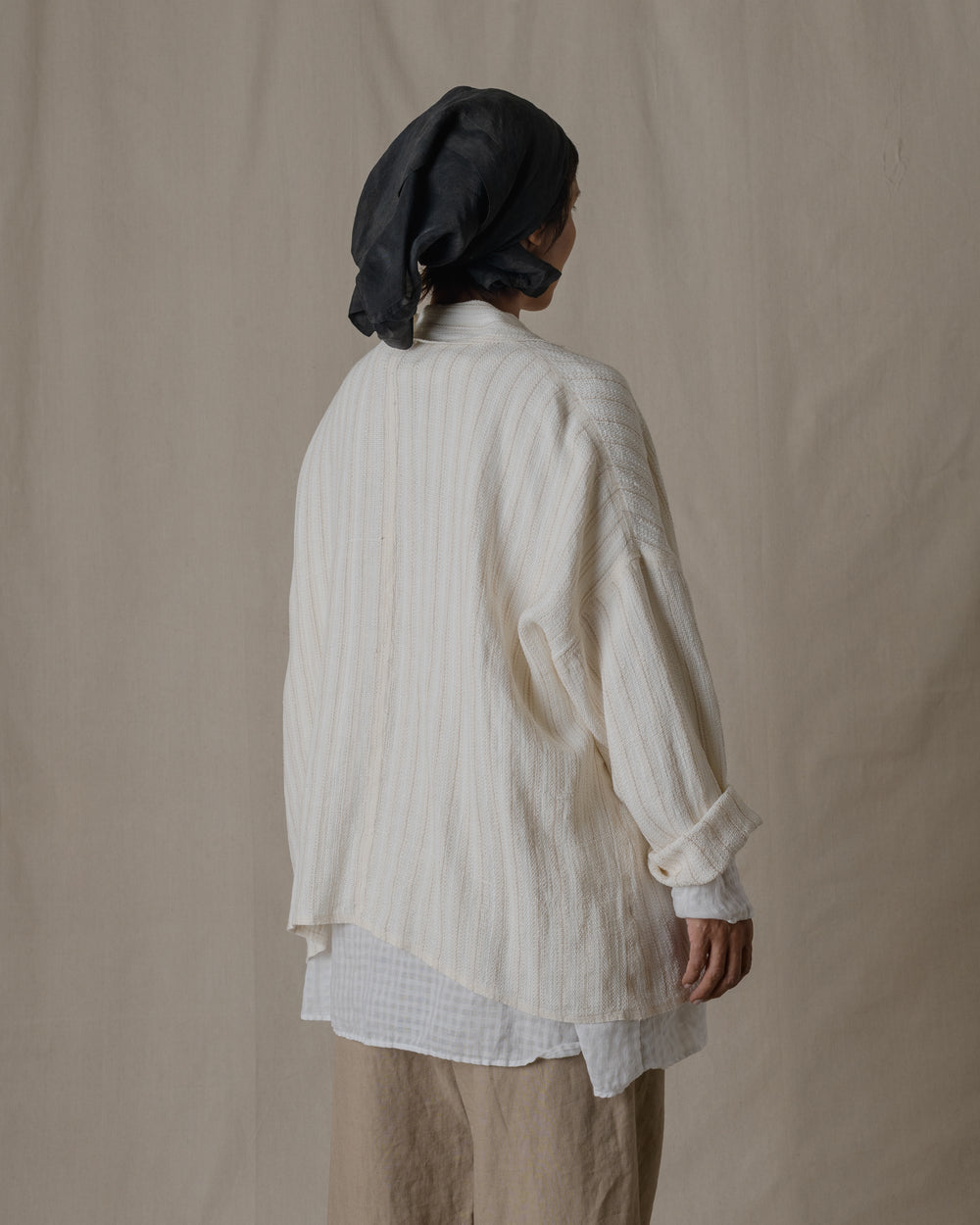 Handwoven Stole Jacket Washi in Natural