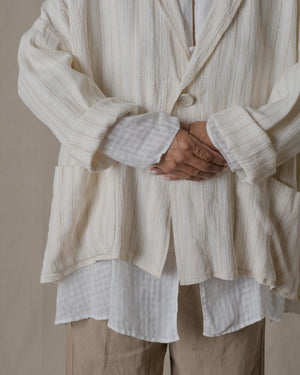 Handwoven Stole Jacket Washi in Natural