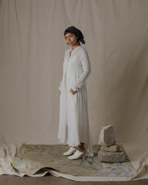 Long Shirt Dress One Piece Linen Gauze in Off White O/S