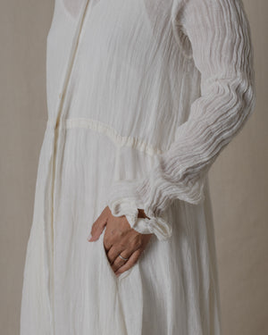 Long Shirt Dress One Piece Linen Gauze in Off White O/S