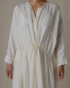 Front Button Open Dress Silk in Natural O/S