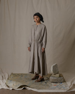 Front Button Open Dress Wool Yak in Natural O/S