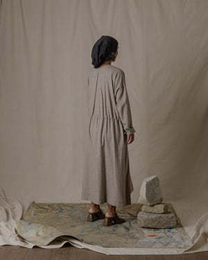 Front Button Open Dress Wool Yak in Natural O/S