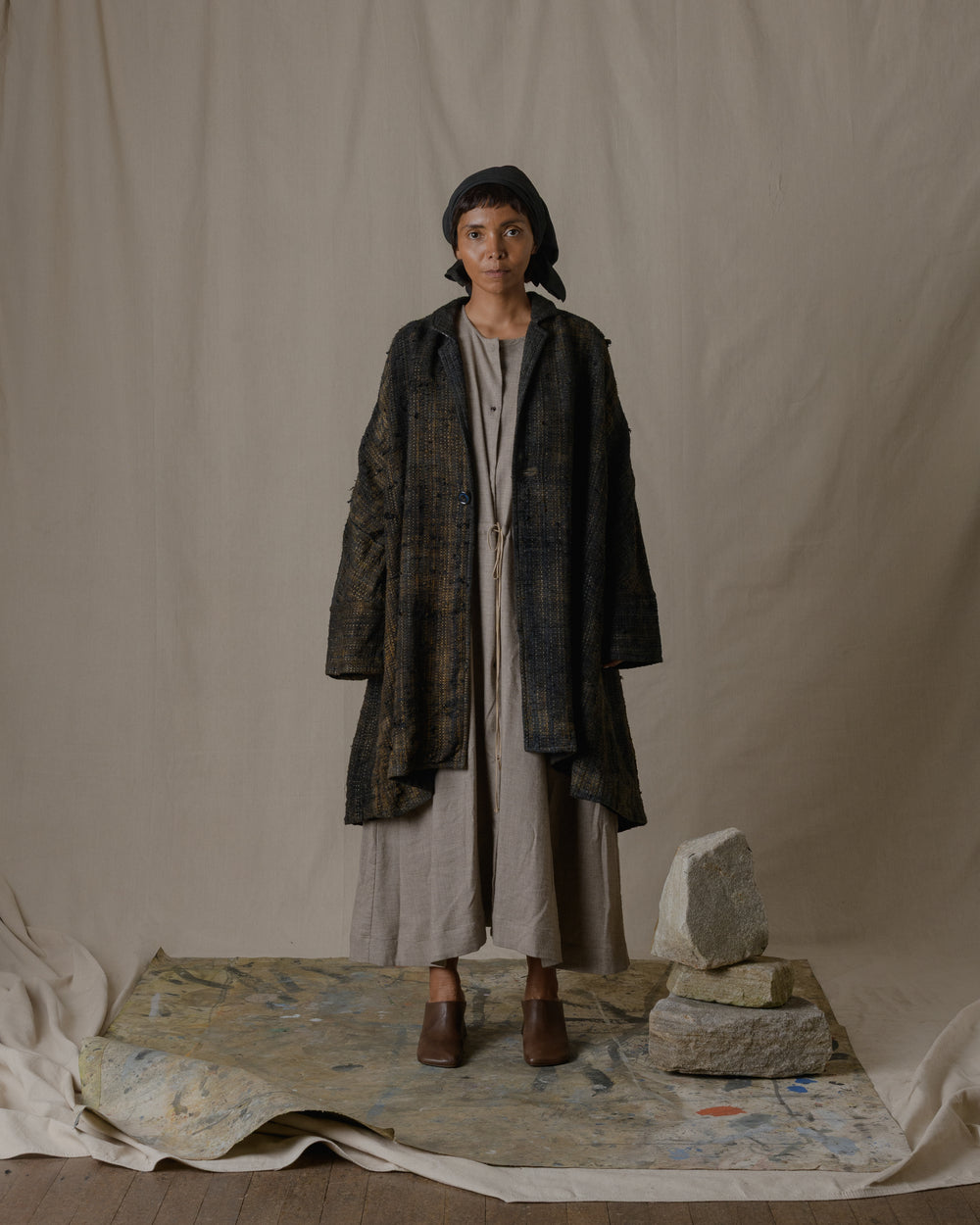 A-line Over Coat in Ash Glaze