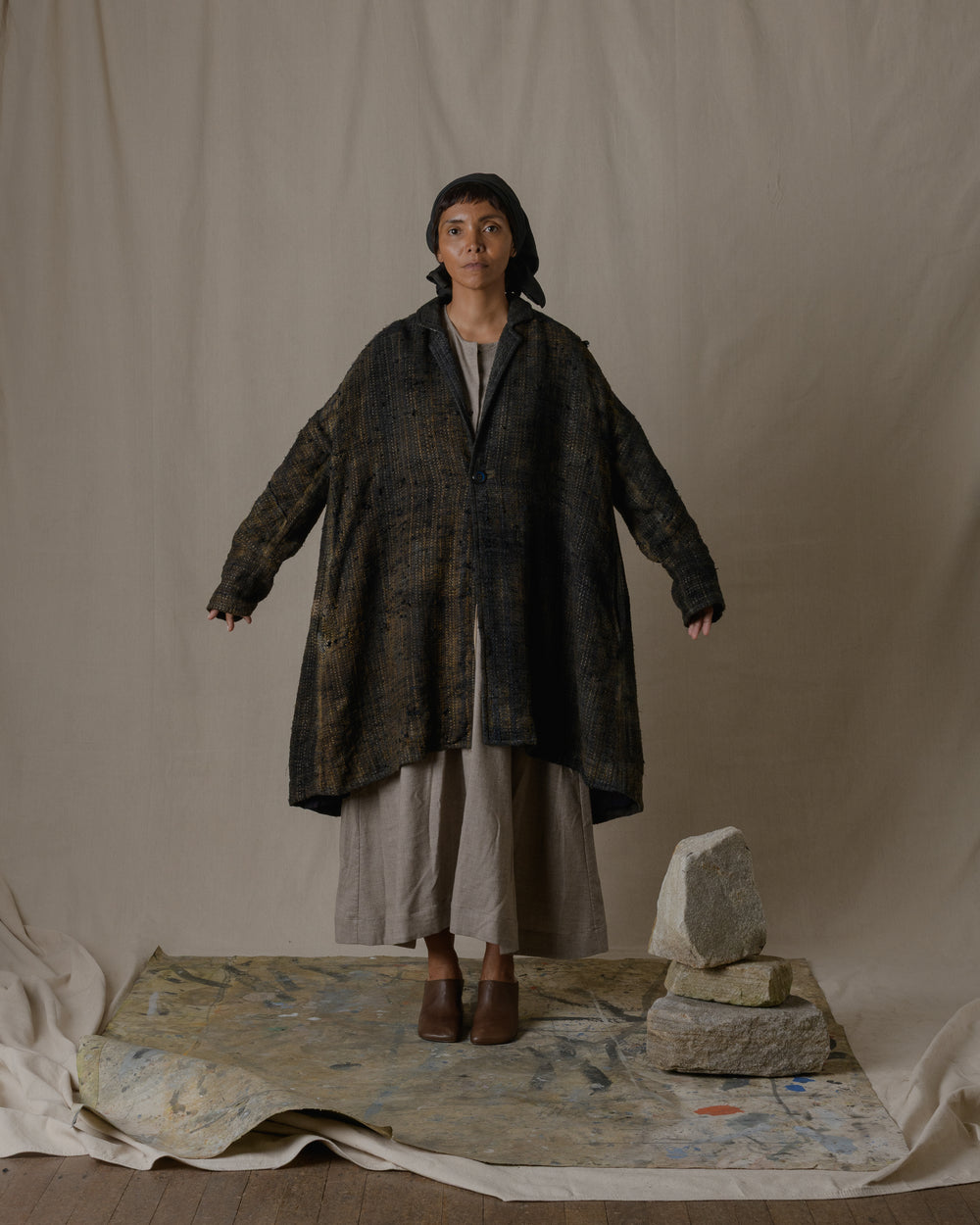 A-line Over Coat in Ash Glaze