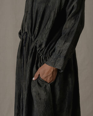 Front Button Open Dress Khadi Silk in Ash Glaze O/S