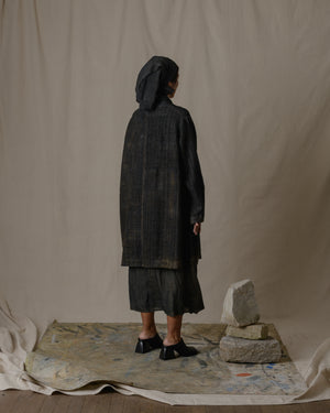 Unisex Handwoven Shawl Collar Coat in Ash Glaze