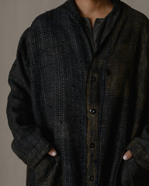 Unisex Handwoven Shawl Collar Coat in Ash Glaze