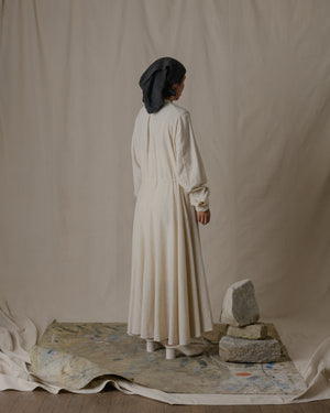 Long Shirt Dress One Piece Wool Cashmere in Ecru O/S