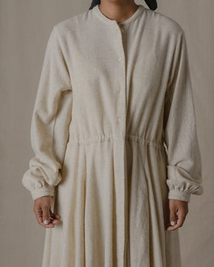 Long Shirt Dress One Piece Wool Cashmere in Ecru O/S