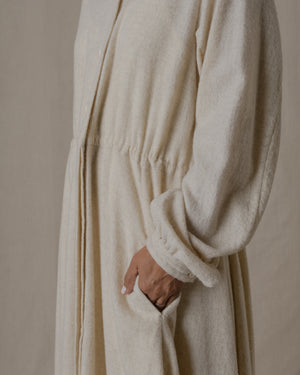 Long Shirt Dress One Piece Wool Cashmere in Ecru O/S