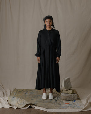 Long Shirt dress One Piece Silk in Black O/S