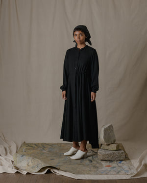 Long Shirt dress One Piece Silk in Black O/S