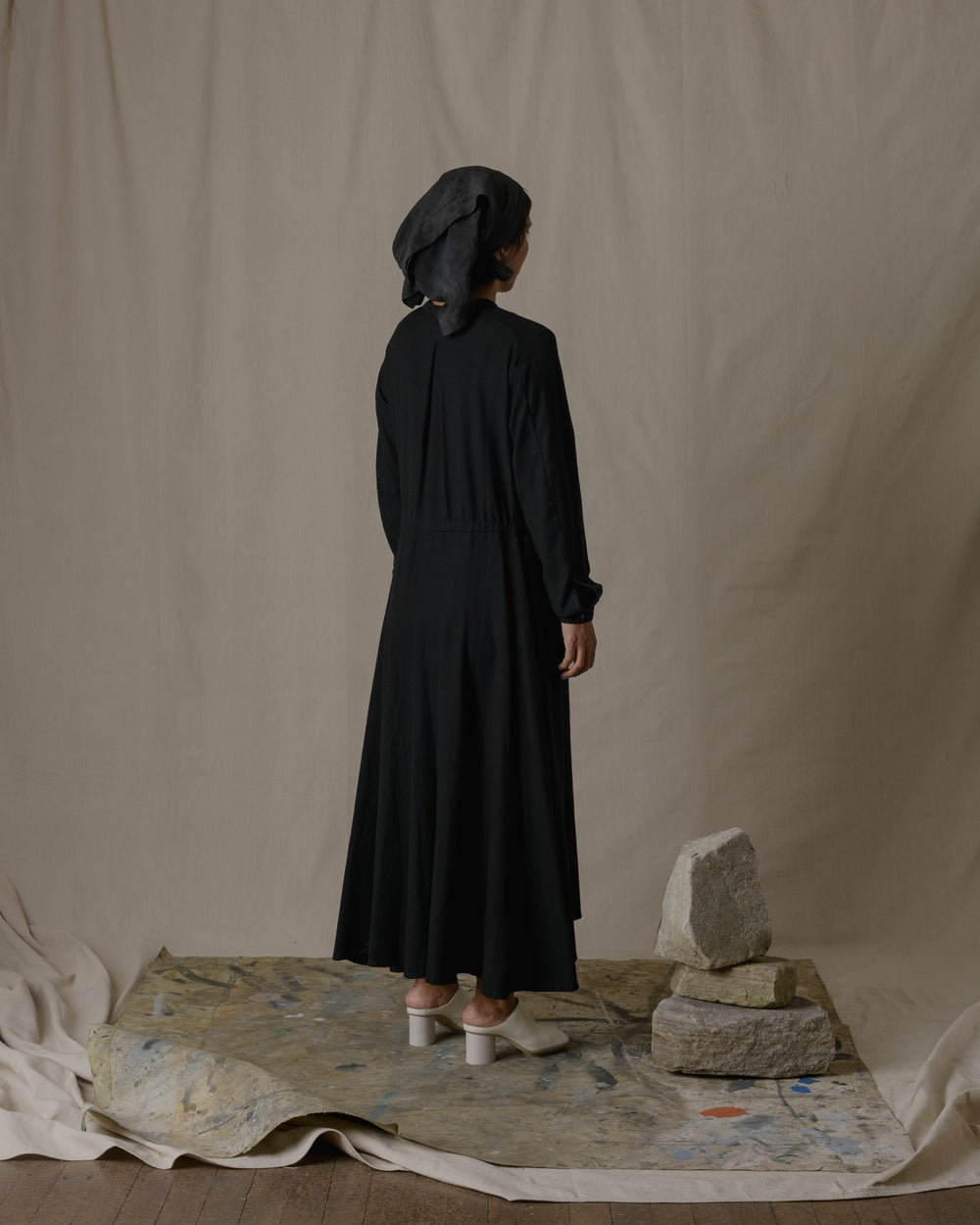 Long Shirt dress One Piece Silk in Black O/S