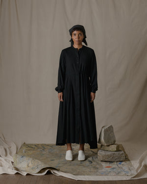 Long Shirt dress One Piece Silk in Black O/S