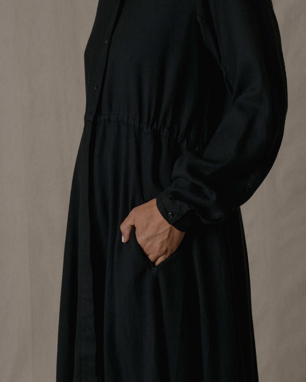 Long Shirt dress One Piece Silk in Black O/S