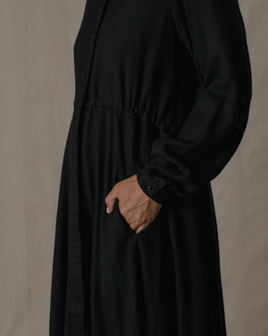 Long Shirt dress One Piece Silk in Black O/S