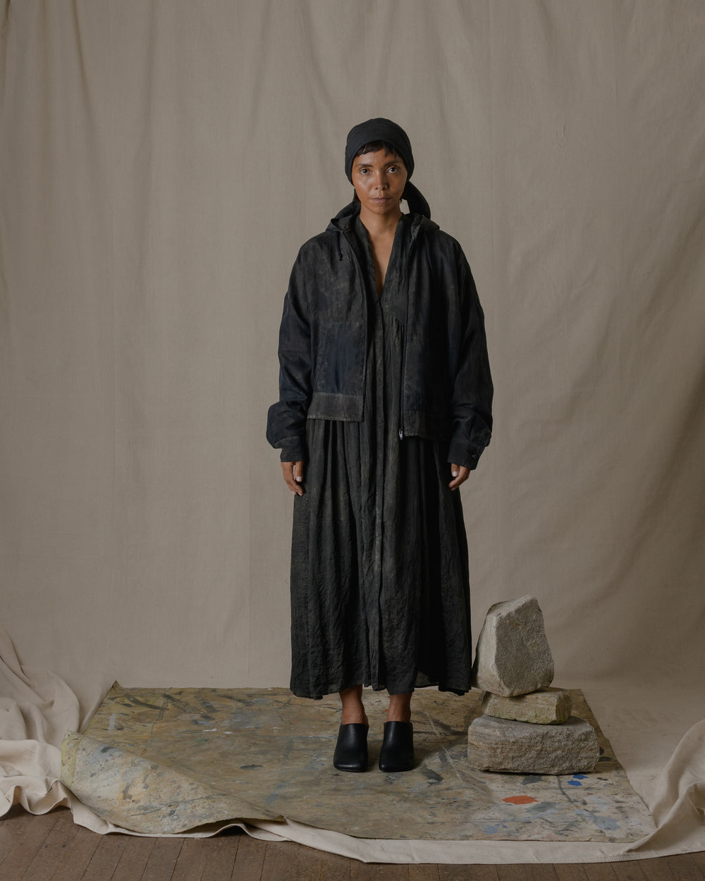 Hoodie Khadi Silk in Ash Glaze