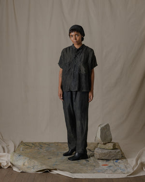 Shrunk Short Sleeve Shirt Khadi Silk in Ash Glaze