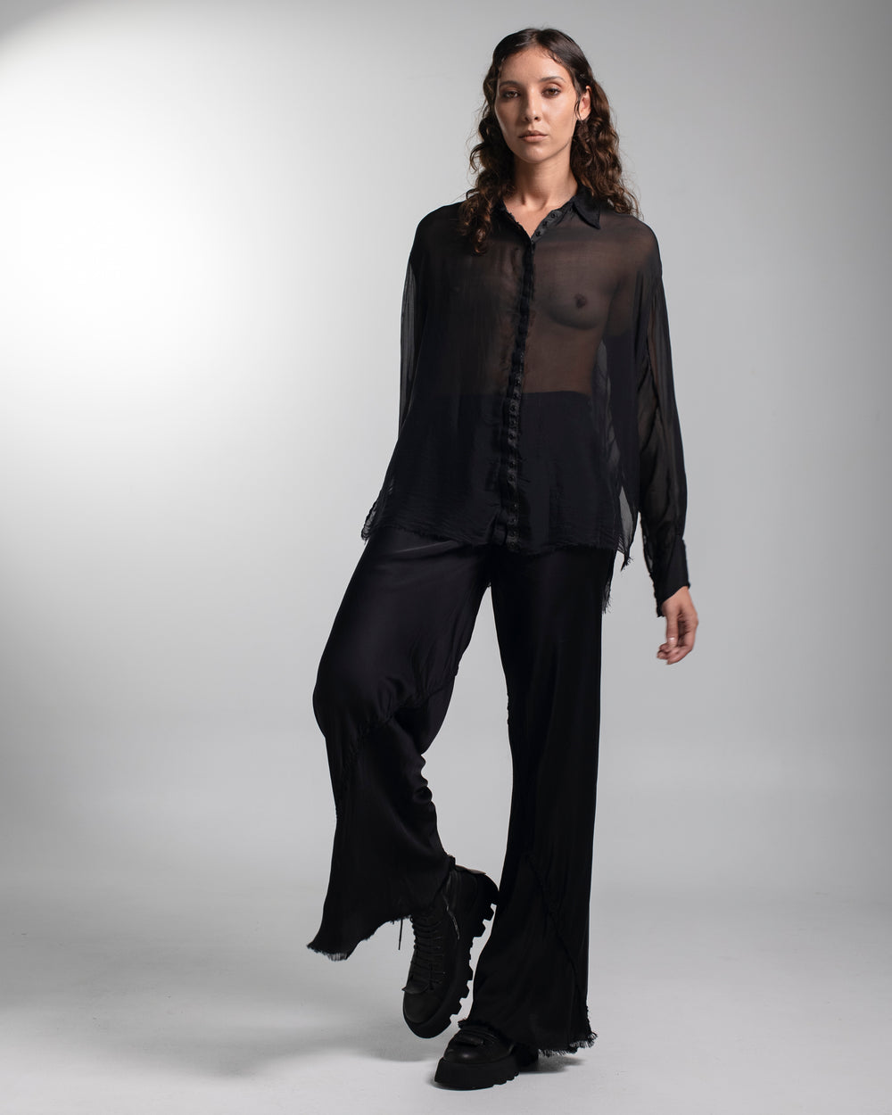 Capri Chiffon Shirt Black