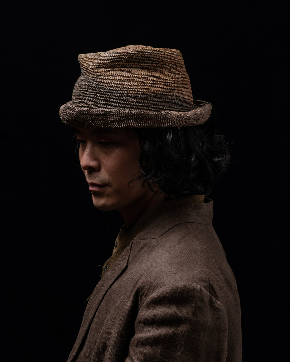 OOAK24 No. 194 Crocheted Toquilla Straw Hat Brown