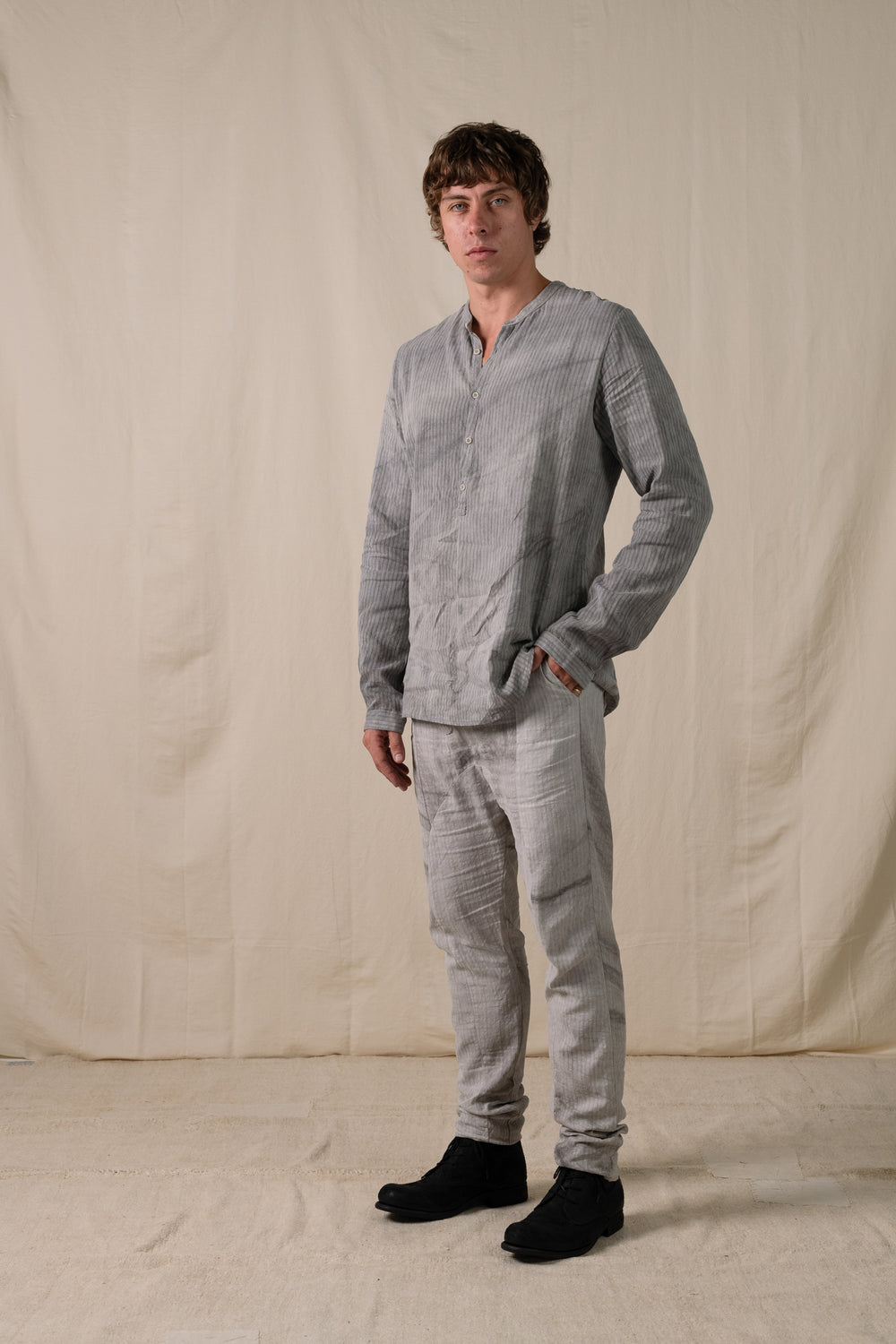 Kaftan Shirt Hand-dyed Grey