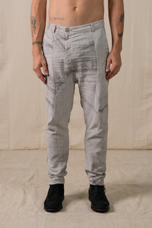Front Panel Pants Cotton Linen Hand-dyed Grey