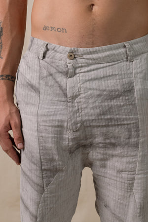 Front Panel Pants Cotton Linen Hand-dyed Grey