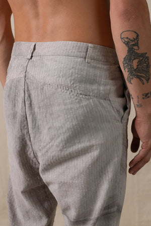 Front Panel Pants Cotton Linen Hand-dyed Grey