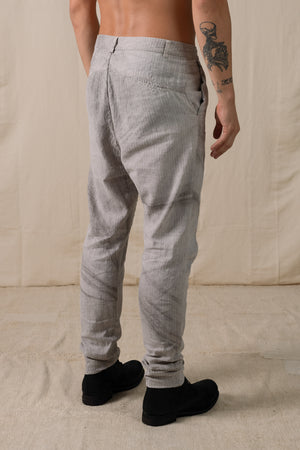 Front Panel Pants Cotton Linen Hand-dyed Grey