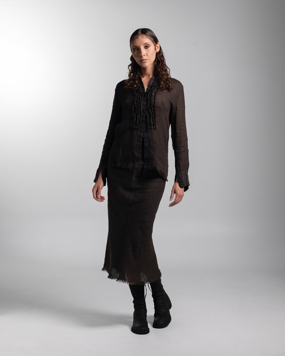 Ginia Skirt Linen Chocolate