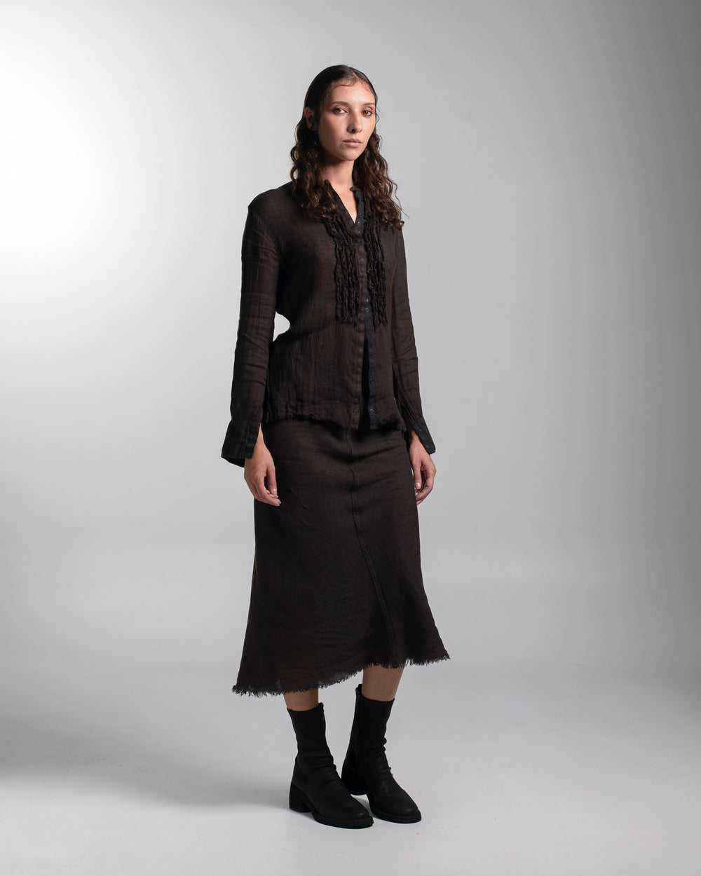Ginia Skirt Linen Chocolate