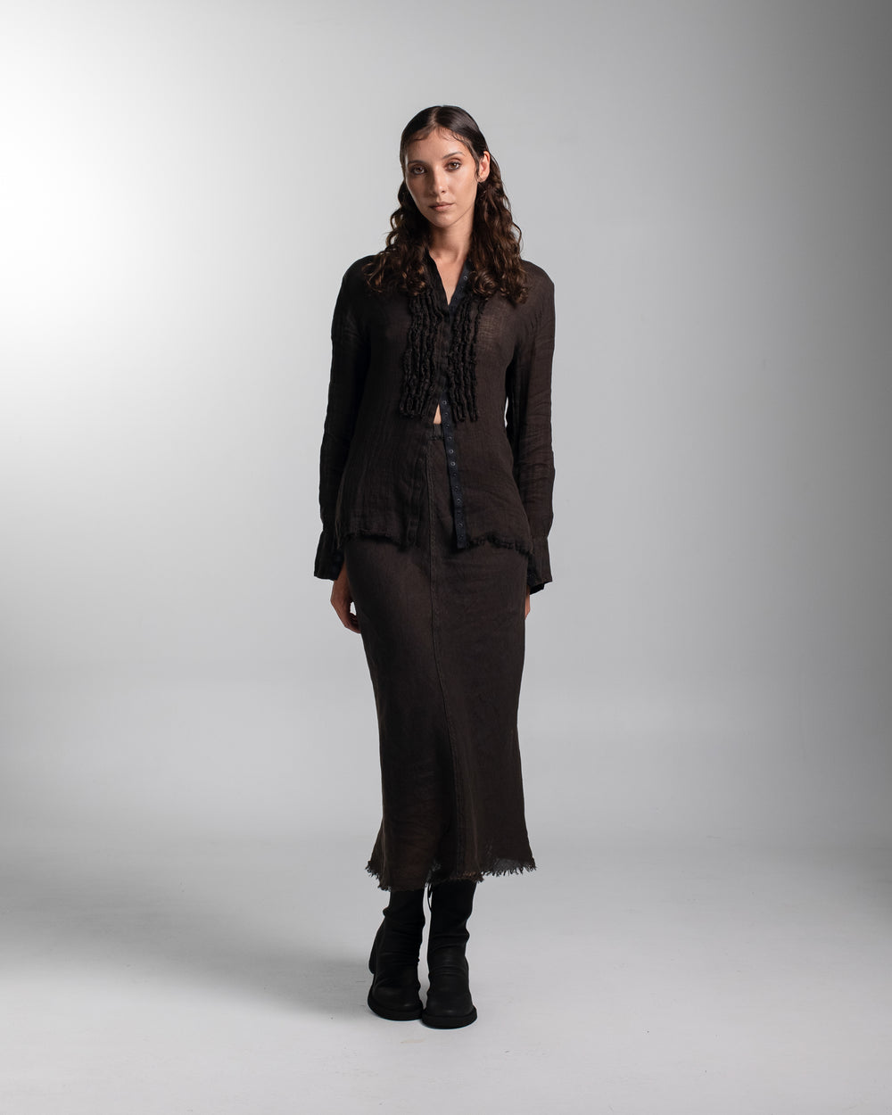 Ginia Skirt Linen Chocolate