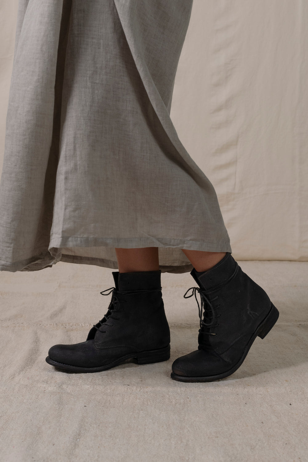 Mid Lace Up Boots Dark Grey Brown