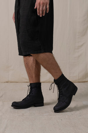 Mid Lace Up Boots Black