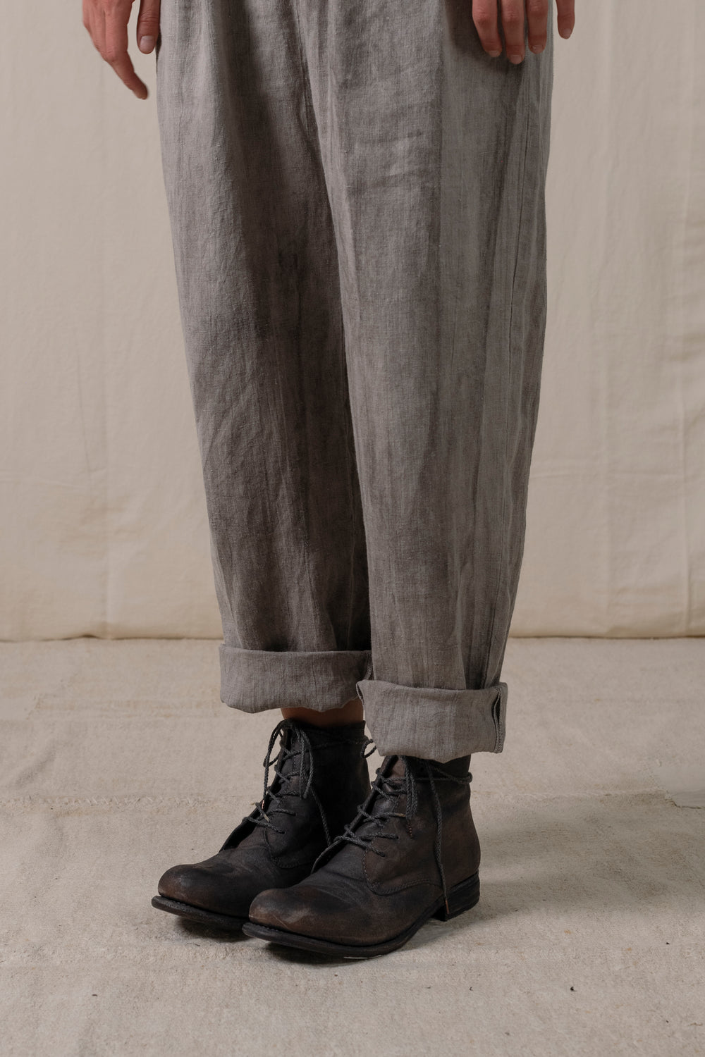 Low Lace Up Ankle Boots Dark Grey Brown