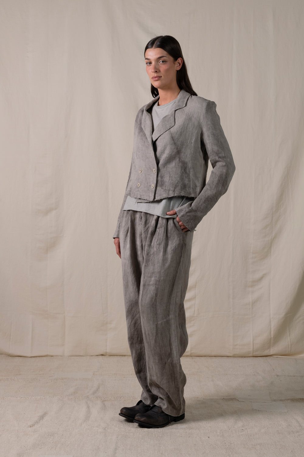 Short Blazer Hand-dyed Linen