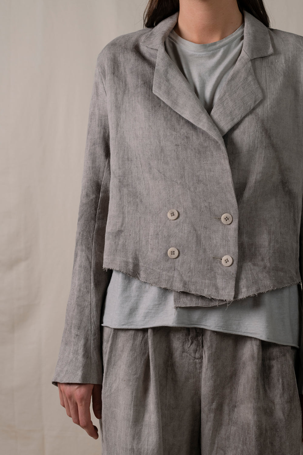 Short Blazer Hand-dyed Linen